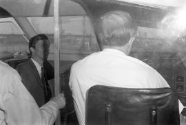 Passengers riding Turbo Train 50 between Tacoma and Seattle, Washington in 1971.