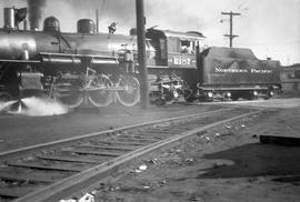 Northern Pacific steam locomotive 2187 at Tacoma, Washington, circa 1935.