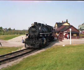 Heritage Park Historical Village steam locomotive 2024 at Calgary, Alberta in August 1990.