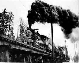 Pacific Coast Railroad freight train at Elliott, Washington in 1948.