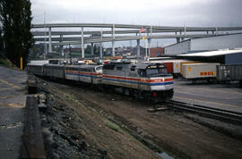 Amtrak diesel locomotive 227 at Portland, Oregon in 1978.