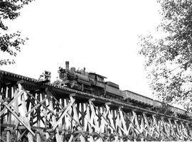 Pacific Coast Railroad freight train at Maple Valley, Washington in 1951.