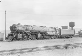 Northern Pacific steam locomotive 5123 at Livingston, Montana, circa 1955.