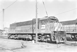 Burlington Northern diesel locomotive 5623 at Livingston, Montana in 1972.