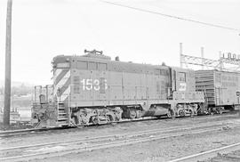 Burlington Northern diesel locomotive 1535 at Wenatchee, Washington in 1976.