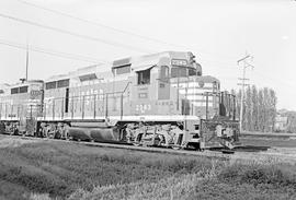 Burlington Northern diesel locomotive 2243 at Galesburg, Illinois in 1972.