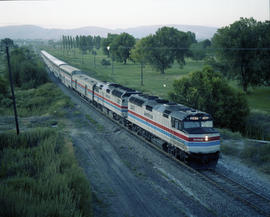 Amtrak diesel locomotives 247 at Selah, Washington in 1980.