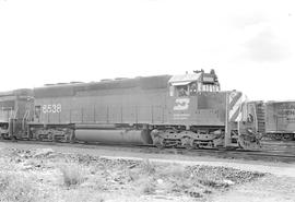 Burlington Northern diesel locomotive 6538 at Auburn, Washington in 1971.