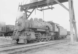 Northern Pacific steam locomotive 2501 at Glendive, Montana, in 1953.