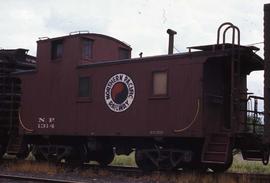 Northern Pacific wood caboose 1314 at Sumas, Washington, in 1968.