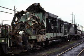 Burlington Northern Railroad Company diesel locomotive at Vancouver, Washington in 1978.