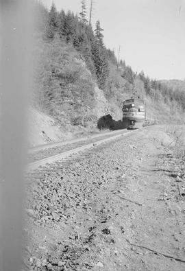 Northern Pacific diesel locomotive 6007 at Stampede, Washington, in 1945.