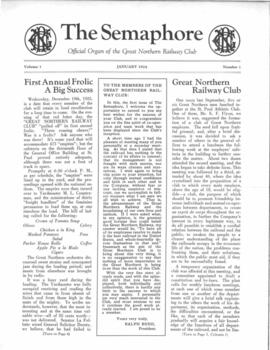 Great Northern Railway Club 'THE SEMAPHORE', January 1924