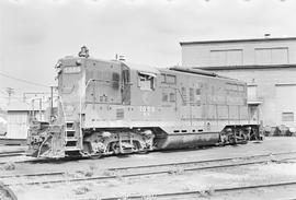 Burlington Northern diesel locomotive 1866 at Auburn, Washington in 1971.