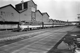 Burlington Northern diesel locomotive 9766 at Tacoma, Washington, in February 1971.