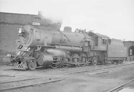 Northern Pacific steam locomotive 1569 at Tacoma, Washington, circa 1950.