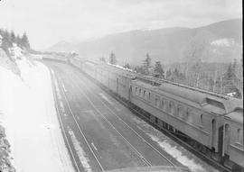 Northern Pacific Vista-Dome North Coast Limited at Elton Bluffs, Montana, circa 1954.