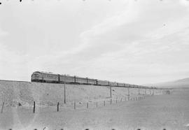 Northern Pacific freight train near Livingston, Montana, circa 1955.