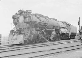 Northern Pacific steam locomotive 5134 at Missoula, Montana, circa 1949.