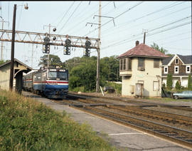 Amtrak electric locomotive 934 at Bowie, Maryland on July 5, 1982.