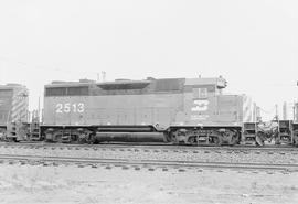 Burlington Northern diesel locomotive 2513 circa 1978.