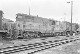 Burlington Northern diesel locomotive 1980 at Vancouver, Washington in 1971.