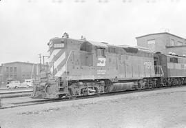 Burlington Northern diesel locomotive 1758 at Auburn, Washington in 1970.