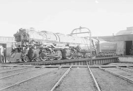 Northern Pacific steam locomotive 5123 at Livingston, Montana, in 1953.