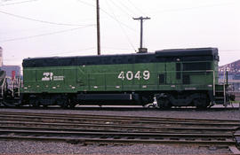 Burlington Northern Railroad Company diesel locomotive 4049 at Portland, Oregon in 1983.