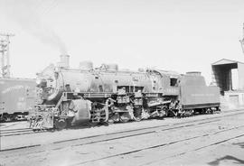 Northern Pacific steam locomotive 1825 at Northtown, Minnesota, in 1954.