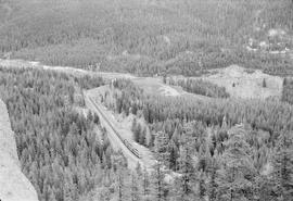 Northern Pacific North Coast Limited at Borup Loop in Cascade Mountains in 1962.