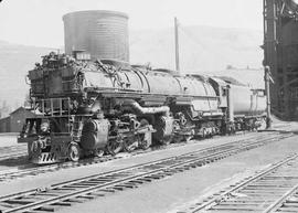 Northern Pacific steam locomotive 5112 at Missoula, Montana, in 1949.