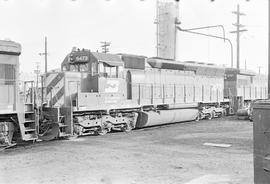 Burlington Northern diesel locomotive 6473 at Tacoma, Washington in 1973.