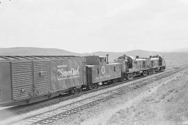 Northern Pacific diesel locomotive 857 at Muir, Montana, in 1955.