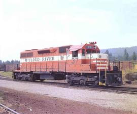 Mccloud River Railroad Diesel Locomotive Number 37 at Mccloud, California in August, 1977.