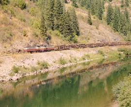 St. Maries River Railroad Diesel Locomotives Number 501 and 502 at Avery, Idaho in July 1981.