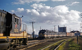 Northern Pacific Railroad Company diesel locomotive 335 at Vancouver, Washington in 1961.