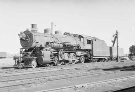 Northern Pacific steam locomotive 1908 at Laurel, Montana, in 1953.