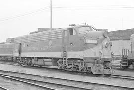 Burlington Northern diesel locomotive 820 at Minneapolis, Minnesota in 1972.