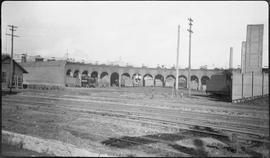 Northern Pacific roundhouse at Tacoma, Washington, circa 1938.