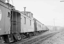 Northern Pacific mixed train number 591 at Pe Ell, Washington, in 1954.