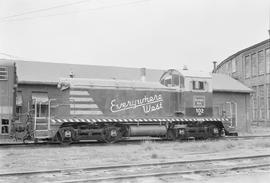 Burlington Northern diesel locomotive 102 at Auburn, Washington in 1972.