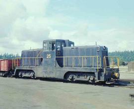 Vancouver Wharves Diesel Locomotive Number 25 at North Vancouver, British Columbia in July, 1980.