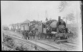 Northern Pacific steam locomotive 4 at Yacolt, Washington, circa 1910.