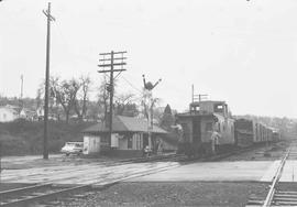 Union Pacific caboose at Tacoma-McCarver St, Washington, in 1962.