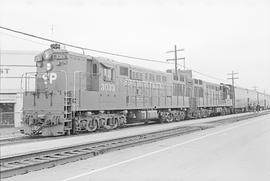 Southern Pacific Railroad diesel locomotive number 3033 at Redwood City, California in 1973.