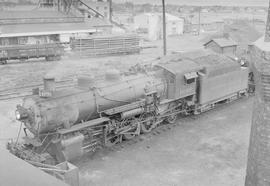 Northern Pacific steam locomotive 1686 at North Bemidji, Minnesota, in 1954.