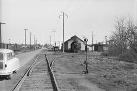 Northern Pacific Engine House with Steam Locomotive 1380, Bellingham, Washington, undated