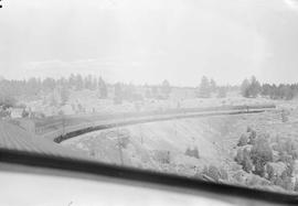 On board Northern Pacific Vista-Dome North Coast Limited near Spire Rock, Montana, in 1955.