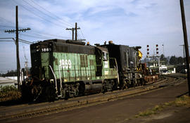 Burlington Northern Railroad Company diesel locomotive 1869 at Vancouver, Washington in 1985.
